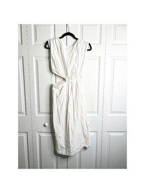 Love, Whit White Cutout Cap Sleeve Sheath Side Slit Midi Dress Women Size Small